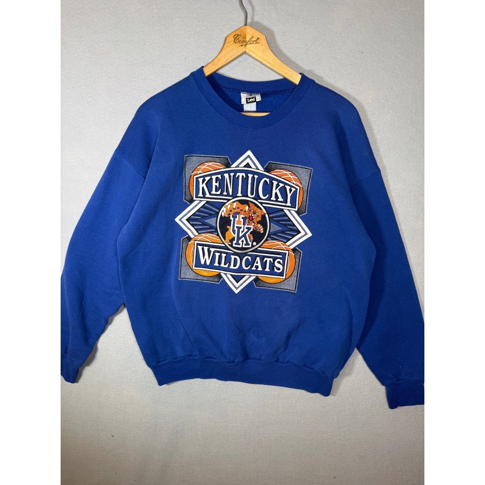 Vintage Kentucky Wildcats Sweatshirt XL Blue Lee 90s Made in USA NCAA Basketball